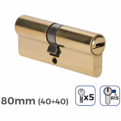 Cylindre De Porte 80mm (40+40MM) Largeur De Came R15 5 Clés De Sécurité Inclus Edm