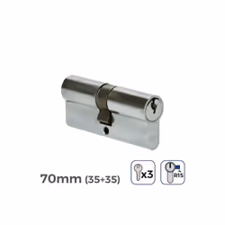 Serrure - GENERIQUE - Cylindre De Porte À Nickel 70mm - Niveau de sécurité 6 - 3 clés incluses