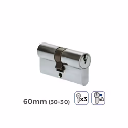 Cylindre de porte à nickel 60mm (30+30MM) court cam R13 avec 3 clés incluses - GENERIQUE