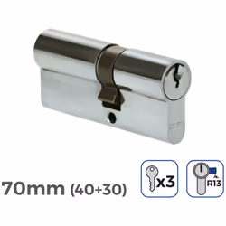 Cylindre De Porte À Nickel 70mm (40+30MM) Court Cam R13 Avec 3 Clés Inclus Edm