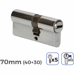 Cylindre de porte à nickel 70mm (40+30mm) court cam r13 avec 5 clés de sécurité inclus edm. . . . Matériau : Niquel Indice de ...