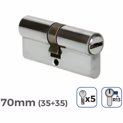 Cylindre De Porte À Nickel 70mm (35+35MM) Court Cam R13 Avec 5 Clés De Sécurité Inclus Edm