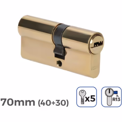 Cylindre de porte à nickel 70mm (40+30mm) court cam r13 avec 5 clés de sécurité inclus edm. . . . Indice de Protection IP : I ...