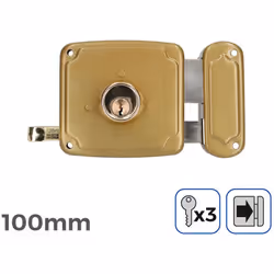 Serrure Droite 100mm 3 Clés Inclus