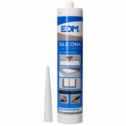 Silicone universelle blanche edm acide anti moisissure 280ml. Mastic acétique avec fongicide, ideal pour appliquer sur des su ...