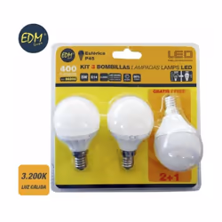 Lot de 3 ampoules LED EDM G 5 W E14 400 lm Ø 4,5 x 8 cm (3200 K)