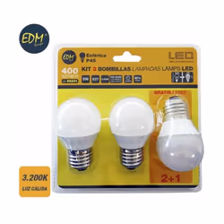 Lot de 3 ampoules LED EDM G 5 W E27 Ø 4,5 x 8 cm (3200 K)