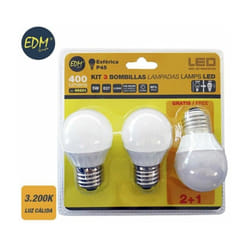 Lot de 3 ampoules LED EDM G 5 W E27 Ø 4,5 x 8 cm (3200 K)