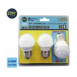 Lot de 3 ampoules LED EDM G 5 W E27 400 lm Ø 4,5 x 8 cm (6400 K)