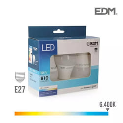 Lot de 3 ampoules LED EDM F 10 W E27 810 Lm Ø 6 x 10,8 cm (6400 K)
