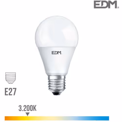 Ampoule LED E27 17W lumière équivalente à 165W. Teinte de lumière : Blanc Chaud 3200K - angle d'éclairage à 220°. Flux lumine ...