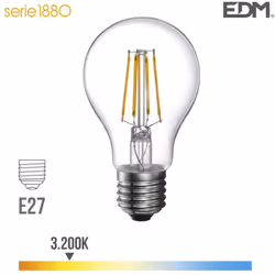 Ampoule LED E27 4W lumière équivalente à 35W. Teinte de lumière : Blanc Chaud 3200K - angle d'éclairage à 300°. Flux lumineux ...