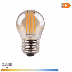 Ampoule Sphérique À Filament Led Vintage Verre E27 4.5w 350lm 2000k Lumière Chaude Dimensions: Ø4.5x7.8cm (diamètre/hauteur)  ...