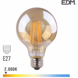Ampoule LED E27 8W lumière équivalente à 55W. Teinte de lumière : Blanc Chaud 2000K - angle d'éclairage à 300°. Flux lumineux ...