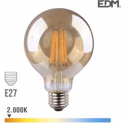 Ampoule LED E27 8W lumière équivalente à 55W. Teinte de lumière : Blanc Chaud 2000K - angle d'éclairage à 300°. Flux lumineux ...