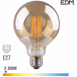 Ampoule LED E27 8W lumière équivalente à 55W. Teinte de lumière : Très Blanc Chaud 2000K - angle d'éclairage à 300°. Flux lum ...