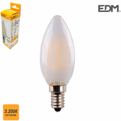 Ampoule LED E14 4,5W lumière équivalente à 30W. Teinte de lumière : Blanc Chaud 3200K - angle d'éclairage à 300°. Flux lumine ...