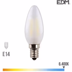 Ampoule LED E14 4,5W lumière équivalente à 30W. Teinte de lumière : Blanc du Jour 6400K - angle d'éclairage à 300°. Flux lumi ...