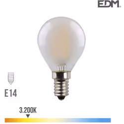 Ampoule LED E14 4,5W lumière équivalente à 30W. Teinte de lumière : Blanc Chaud 3200K - angle d'éclairage à 300°. Flux lumine ...