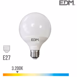 Ampoule LED E27 15W lumière équivalente à 100W. Teinte de lumière : Blanc Chaud 3200K - angle d'éclairage à 200°. Flux lumine ...