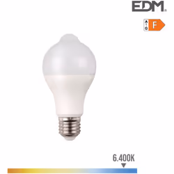 Ampoule LED A60 E27 12W lumière équivalente à 75W. S'allume automatiquement en présence de mouvement et du crépuscule. Teinte ...