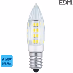 Ampoule LED E14 3W lumière équivalente à 28W. Teinte de lumière : Blanc du Jour 6400K - angle d'éclairage à 300°. Flux lumine ...