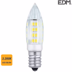 Ampoule LED E14 3W lumière équivalente à 28W. Teinte de lumière : Blanc Chaud 3200K - angle d'éclairage à 300°. Flux lumineux ...