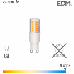 Ampoule LED G9 5,5W lumière équivalente à 50W. Teinte de lumière : Blanc du Jour 6400K - angle d'éclairage à 360°. Flux lumin ...
