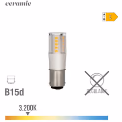 Ampoule Led Baionnette B15d 6w 700lm 3200k Lumière Chaude Base En Céramique Mesures: Ø1,7x5,7cm (diamètre/hauteur) 25000h Ac  ...