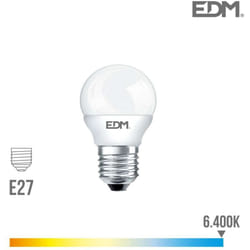Ampoule led E27 7W Ronde équivalent à 48W - Blanc du Jour 6400K
