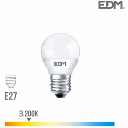 Ampoule LED E27 7W lumière équivalente à 48W. Teinte de lumière : Blanc Chaud 3200K - angle d'éclairage à 200°. Flux lumineux ...