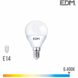 Ampoule LED E14 7W lumière équivalente à 48W. Teinte de lumière : Blanc du Jour 6400K - angle d'éclairage à 200°. Flux lumine ...