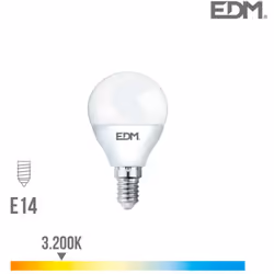 Ampoule LED E14 7W lumière équivalente à 48W. Teinte de lumière : Blanc Chaud 3200K - angle d'éclairage à 200°. Flux lumineux ...