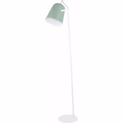 Lampadaire en métal blanc avec abat-jour vert, pour ampoule E27, Maximum 60W, non fourni. Parfait pour donner une touche mode ...