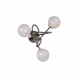 Plafonnier en métal finition nickel, avec un globe en verre effet givré qui crée un effet lumineux élégant à la fois en lumiè ...
