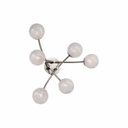 Plafonnier en métal finition nickel, avec un globe en verre effet givré qui crée un effet lumineux élégant à la fois en lumiè ...