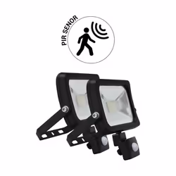 Pack 2X Projecteurs LED 10W avec Détecteur de Mouvement PIR Noir IP44