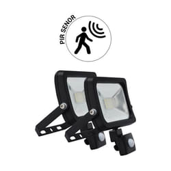 Pack 2X Projecteurs LED 10W avec Détecteur de Mouvement PIR Noir IP44