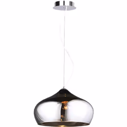 Suspension en verre chromé pour ampoule E27, maximum 60W, non incluse. Donnez une touche design à n'importe quelle pièce de l ...