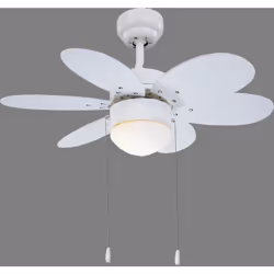 Ventilateur de plafond avec moteur AC, diamètre 76cm, idéal pour les pièces de moins de 12M2. Avec corps en finition blanche  ...