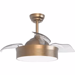 Ventilateur de plafond avec moteur DC de 89cm de diamètre, idéal pour les pièces de mois de 14M2. Avec corps en métal en doré ...