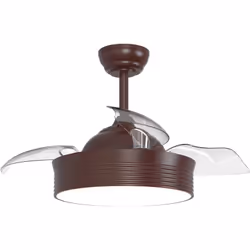 Ventilateur de plafond DC de 89cm de diamètre, idéal pour les pièces de moins de 14M2. Avec corps en métal en marron et trois ...
