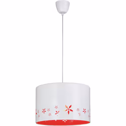 Suspension en métal finition rouge et blanche, pour ampoule E27 (Maximum 40W) non incluse. Donnez une touche de gaieté à n'im ...