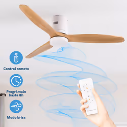 Grunkel SKYWIND-52WB ventilateur Blanc, Bois