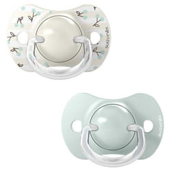 Suavinex Birdies 2 Sucettes avec Tétines Symétriques SX Pro 0 à 6 Mois - Couleur : Vert