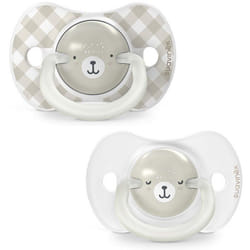 Lot de 2 sucettes symétriques - SUAVINEX - Night&Day Wild&Free - SX Pro - 6 à 18 mois - Gris