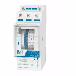Horloge analogique INCA DUO QRD 230 V 2 modules avec réserve > 100 H journalier. Manoeuvre minimum 15 minutes. Pouvoir de cou ...
