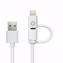 Muvit MUUSC0120, 1 m, USB A, Micro-USB B/Lightning, Mâle/Mâle, Blanc
