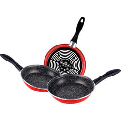 Set 3 Poêles à frire 24-26-28cm Induction PIERRE Non Adhérente sans PFOA Magefesa K2 Rojo Rouge 88237