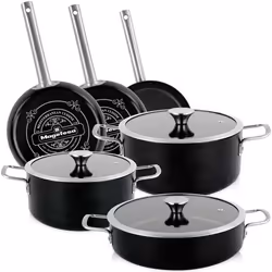 Batterie de Cuisine à Induction 9 Pièces Antiadhésif sans PFOA Design Vintage Magefesa Ares Noir 02834